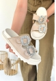 LQZ Shoes Juana Bej Nubuk Taşlı Terlik