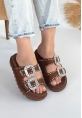 LQZ Shoes Juana Taba  Nubuk  Taşlı Terlik