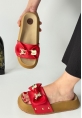 LQZ Shoes Jude Kırmızı Cilt Ayıcıklı Terlik