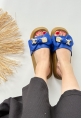LQZ Shoes Jude Mavi Cilt Ayıcıklı Terlik