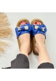 LQZ Shoes Jude Mavi Cilt Ayıcıklı Terlik