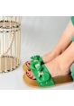 LQZ Shoes Jude Yeşil Cilt Ayıcıklı Terlik