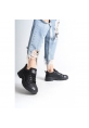 LQZ Shoes Jule Siyah Cilt Bağcıklı Spor Ayakkabı