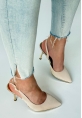 LQZ Shoes Kalyt Bej Cilt Topuklu Ayakkabı