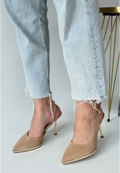 LQZ Shoes Kalyt Nude Cilt Topuklu Ayakkabı