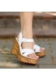 LQZ Shoes Kenja Beyaz Cilt Dolgu Topuk Sandalet