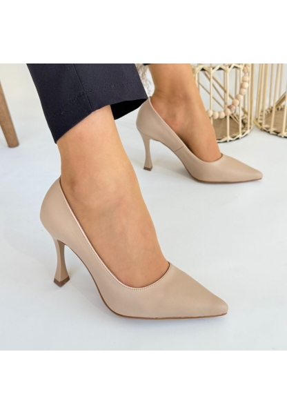 LQZ Shoes Konta Nude Cilt Topuklu Ayakkabı