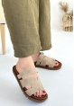 LQZ Shoes Kooni Bej Nubuk Terlik