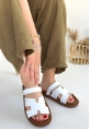 LQZ Shoes Kooni Beyaz Cilt Terlik