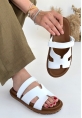 LQZ Shoes Kooni Beyaz Cilt Terlik