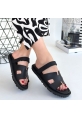 LQZ Shoes Kooni Siyah Cilt Terlik