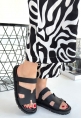 LQZ Shoes Kooni Siyah Cilt Terlik