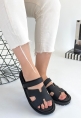 LQZ Shoes Kooni Siyah Nubuk Terlik