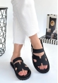 LQZ Shoes Kooni Siyah Nubuk Terlik