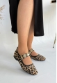 LQZ Shoes Koope Leopar Süet Babet Ayakkabı