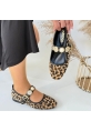 LQZ Shoes Koope Leopar Süet Babet Ayakkabı
