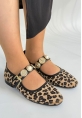 LQZ Shoes Koope Leopar Süet Babet Ayakkabı