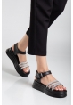 LQZ Shoes Lalen Siyah Kemerli Sandalet