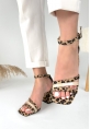 LQZ Shoes Lanja Leopar Süet Bej Rugan Detaylı Ayakkabı