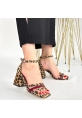 LQZ Shoes Lanja Leopar Süet Bordo Rugan Detaylı Ayakkabı
