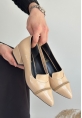 LQZ Shoes Liina Bej Rugan Topuklu Ayakkabı