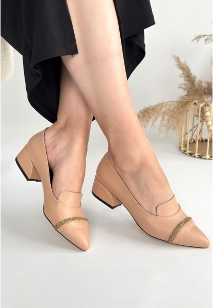 LQZ Shoes Liina Nude Cilt Topuklu Ayakkabı