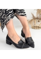 LQZ Shoes Liina Siyah Cilt Topuklu Ayakkabı