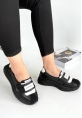 LQZ Shoes Lilay Siyah Cilt Beyaz Detaylı Spor Ayakkabı