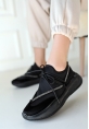 LQZ Shoes Liney Siyah Rugan Siyah Tabanlı Bağcıklı Spor Ayakkabı