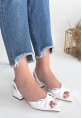 LQZ Shoes Lotta Beyaz Cilt Topuklu Ayakkabı