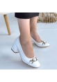 LQZ Shoes Lucky Beyaz Cilt Topuklu Ayakkabı