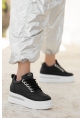 LQZ Shoes Lulu Siyah Cilt Beyaz Tabanlı Bağcıklı Spor Ayakkabı
