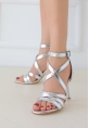 LQZ Shoes Mariya Gümüş Cit Topuklu Ayakkabı