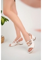 LQZ Shoes Merit Beyaz Cilt Topuklu Ayakkabı