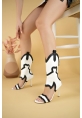 LQZ Shoes Merliya Beyaz Cilt Desenli Bootie