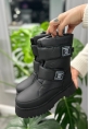 LQZ Shoes Miah Siyah Cilt Kar Botu