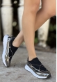 LQZ Shoes Mikay Platin Rugan Streş Detaylı Spor Ayakkabı