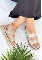 LQZ Shoes Milta Bej Nubuk Sandalet