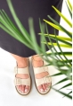LQZ Shoes Milta Bej Nubuk Sandalet