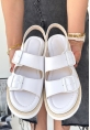 LQZ Shoes Milta Beyaz Cilt Sandalet