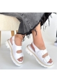 LQZ Shoes Milta Beyaz Cilt Sandalet