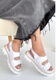 LQZ Shoes Milta Beyaz Cilt Sandalet