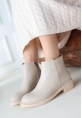 LQZ Shoes Moed Bej Cilt Topuklu Bot