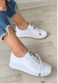 LQZ Shoes Monya Beyaz Cilt Bağcıklı Spor Ayakkabı
