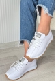 LQZ Shoes Monya Beyaz Cilt Bağcıklı Spor Ayakkabı