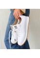 LQZ Shoes Monya Beyaz Cilt Bağcıklı Spor Ayakkabı