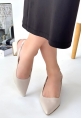 LQZ Shoes Morji Bej Cilt Topuklu Ayakkabı