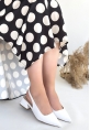 LQZ Shoes Morji Beyaz Cilt Topuklu Ayakkabı