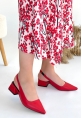 LQZ Shoes Morji Kırmızı Cilt Topuklu Ayakkabı