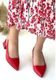 LQZ Shoes Morji Kırmızı Cilt Topuklu Ayakkabı